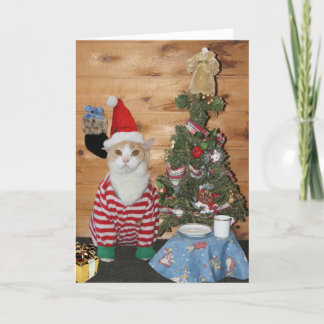 Cartes Pour Fêtes Annuelles Matin drôle de chat/Noël de Kitty