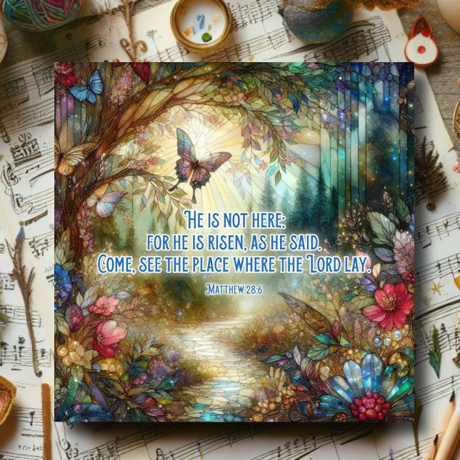 Cartes Pour Fêtes Annuelles Matthew Verse Vitrail Christian Pâques (Créateur téléchargé)