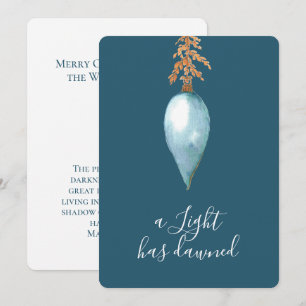 Cartes Pour Fêtes Annuelles Matthieu 4:16 Aquarelle bleue personnalisée Noël