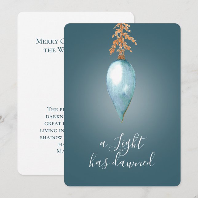 Cartes Pour Fêtes Annuelles Matthieu 4:16 | Foi aquarelle originale personnali (Devant / Derrière)