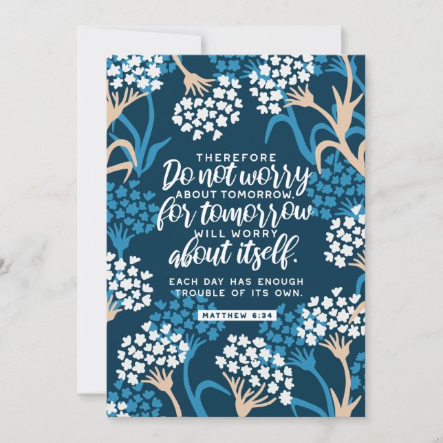 Cartes Pour Fêtes Annuelles Matthieu 6:34 Verse de la Bible (Devant)