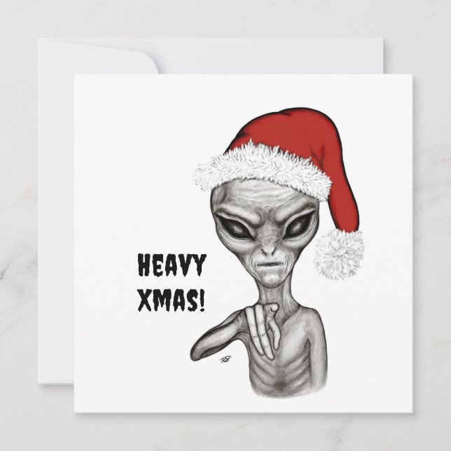 Cartes Pour Fêtes Annuelles Mauvais Alien, Lourds Noël ! (Devant)