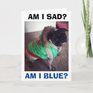 CARTES POUR FÊTES ANNUELLES MAUVAIS CARLIN SAD/BLEU SANS VOUS À NOËL