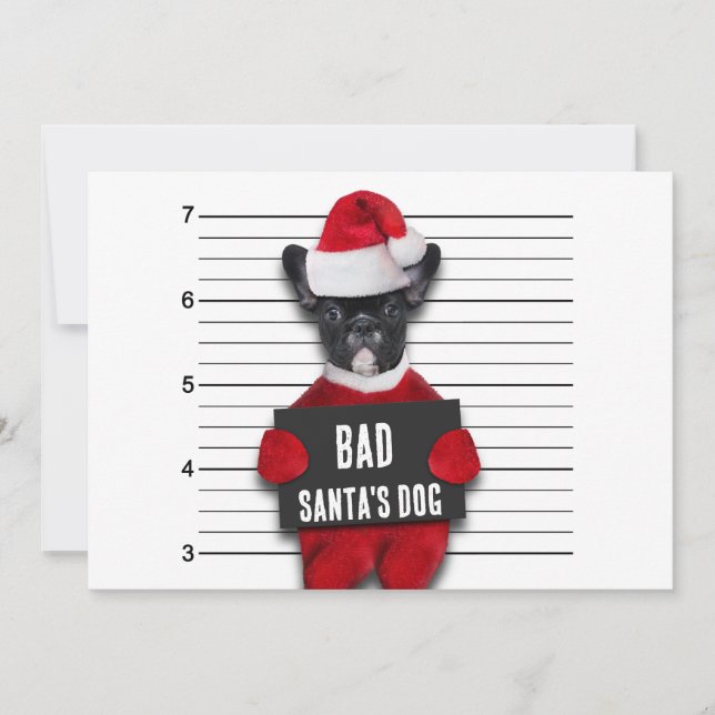 Cartes Pour Fêtes Annuelles Mauvais Père Noël Chien Mugshot Drôle Noël (Devant)
