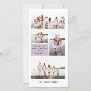 Cartes Pour Fêtes Annuelles Mauve Chic Moderne Neutre 5 Photo Élégant