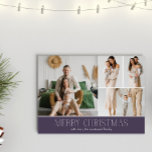 Cartes Pour Fêtes Annuelles MAUVE Christmas Elegant 4 Collage Message photo<br><div class="desc">Partagez les moments forts de votre famille avec cette carte de Noël en revue qui présente un design simple, minimal et propre. Le devant comprend un collage moderne de quatre photos jumelé à l'accueil festif "Joyeux Noël" dans une élégante police serif sur une COULEUR MAUVE PURPLE, avec espace pour personnaliser...</div>