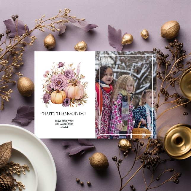 Cartes Pour Fêtes Annuelles Mauve et or Holly et lierre de Thanksgiving (Créateur téléchargé)