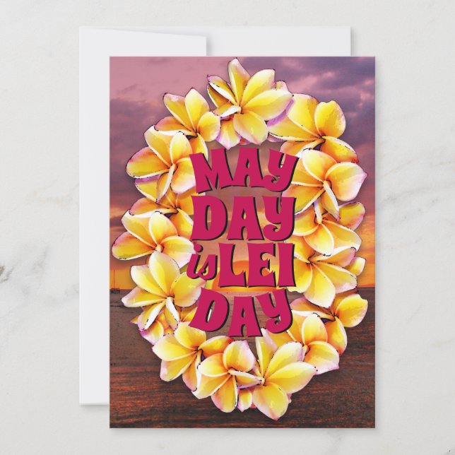 Cartes Pour Fêtes Annuelles May Day est Lei Day (retour texte personnalisable) (Devant)