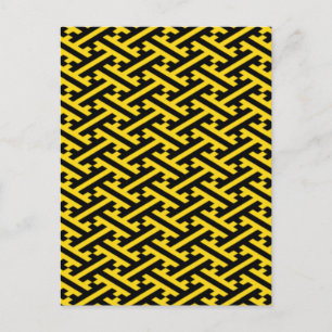 Cartes Pour Fêtes Annuelles Maze Abstrait Sayagata Jaune Croix Noire