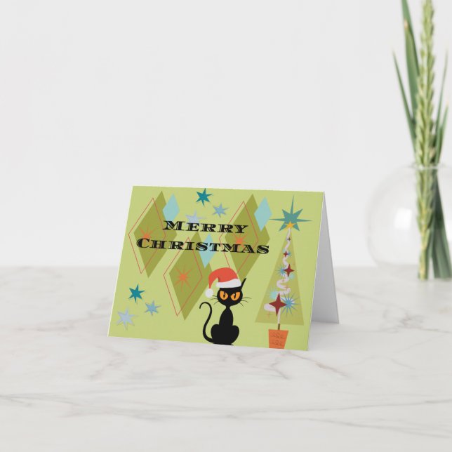 Cartes Pour Fêtes Annuelles MCM Black Cat Joyeux Noël (Devant)