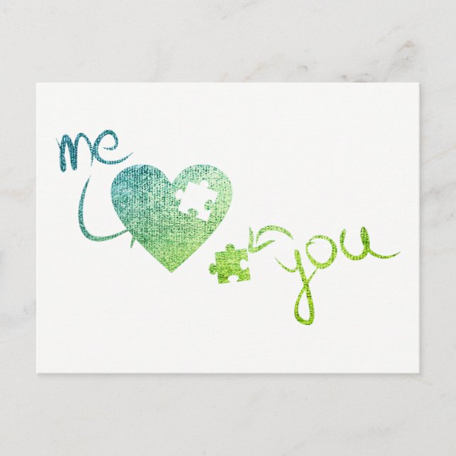 Cartes Pour Fêtes Annuelles Me and You Heart Puzzles Love Valentin White Mint (Devant)