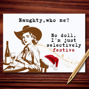 Cartes Pour Fêtes Annuelles Méchante Qui Moi Drôle Vintage Cowgirl Noël