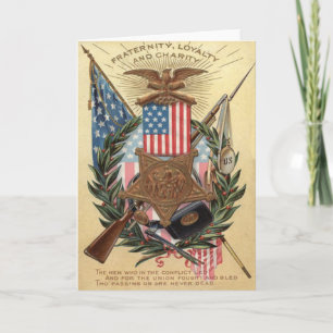 Cartes Pour Fêtes Annuelles Médaille du drapeau américain Couronne de laurel B