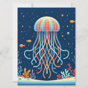 Cartes Pour Fêtes Annuelles méduse marine/plage/côtière