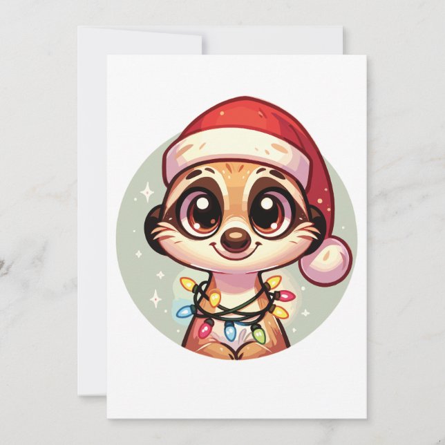 Cartes Pour Fêtes Annuelles Meerkat Merry Noël Animaux d'hiver Meerkats (Devant)