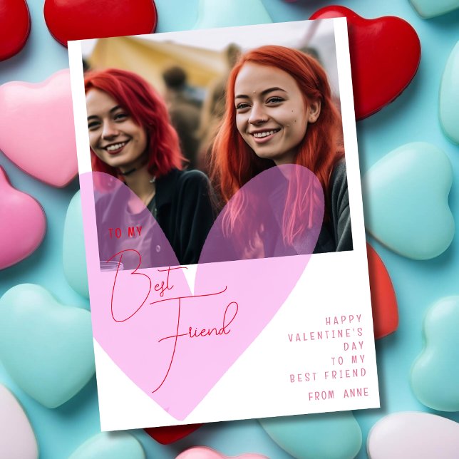 Cartes Pour Fêtes Annuelles Meilleur ami bff coeur Valentine's day photo (Créateur téléchargé)