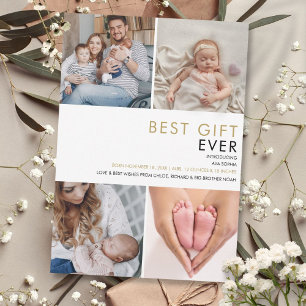 Cartes Pour Fêtes Annuelles Meilleur cadeau de bébé photo annonce de naissance