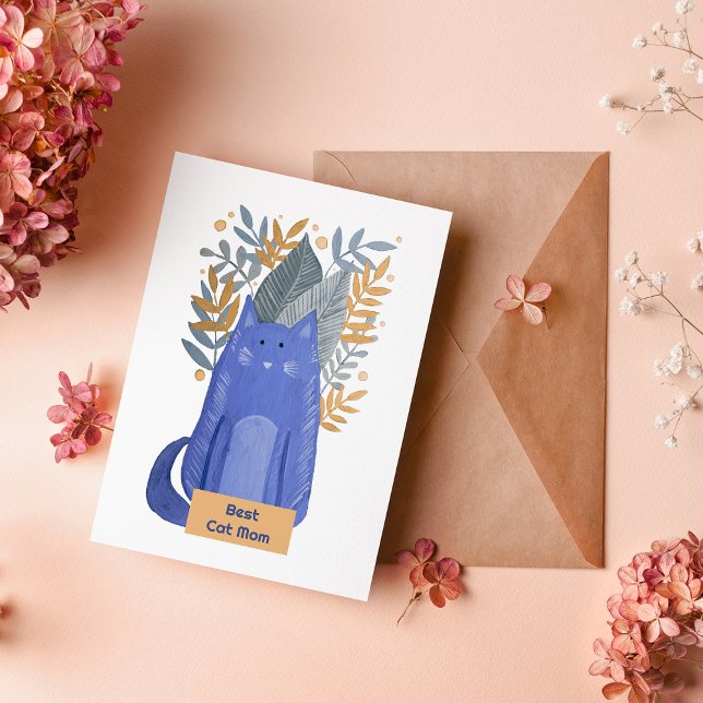 Cartes Pour Fêtes Annuelles Meilleur chat Maman Chat et branches illustration  (Créateur téléchargé)