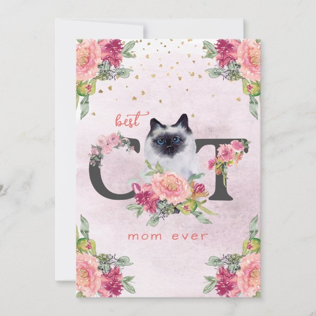 Cartes Pour Fêtes Annuelles Meilleur Chat Maman Ever Siamese Kitten Fête des M (Devant)