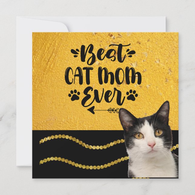 Cartes Pour Fêtes Annuelles Meilleur chat Maman Jamais avec tuxedo noir et. ch (Devant)