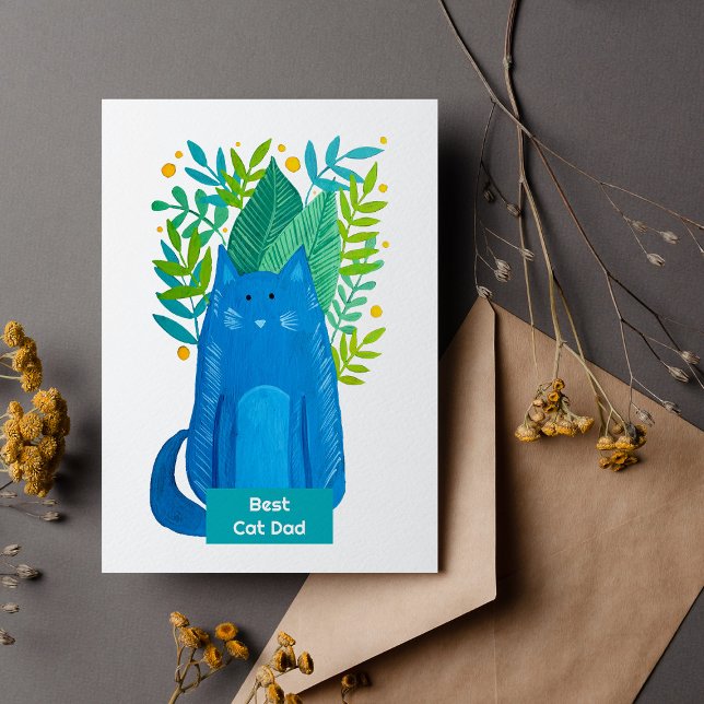 Cartes Pour Fêtes Annuelles Meilleur chat Papa Chat et branches illustration V (Créateur téléchargé)