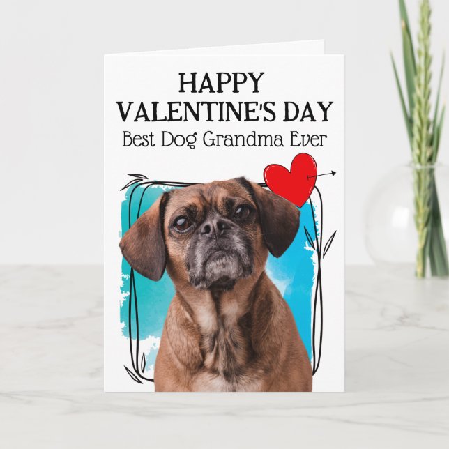 Cartes Pour Fêtes Annuelles Meilleur chien Puggle Mamie Saint-Valentin personn (Devant)
