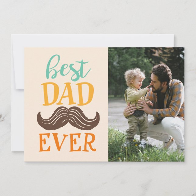 Cartes Pour Fêtes Annuelles Meilleur Papa Chaque Moustache Fête des Pères Phot (Devant)