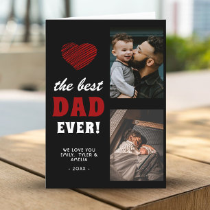 Cartes Pour Fêtes Annuelles Meilleur Papa Cœur Rouge Fête des Pères 2 Photo
