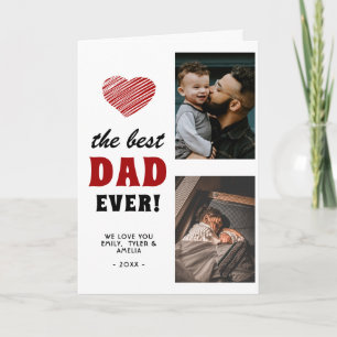 Cartes Pour Fêtes Annuelles Meilleur Papa Cœur Rouge Fête des Pères 2 Photo 