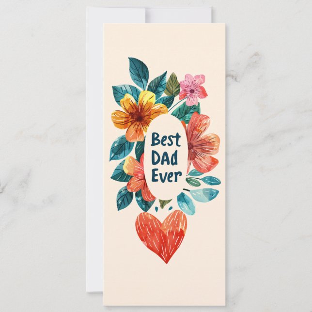 Cartes Pour Fêtes Annuelles Meilleur Papa du Monde Floral (Devant)