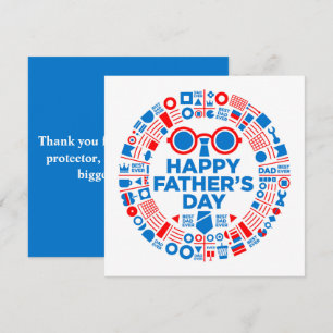 Cartes Pour Fêtes Annuelles Meilleur Papa Ever Graphique Bleu Rouge Cadeau pou