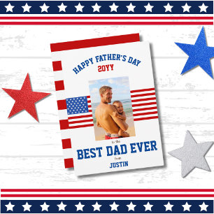 Cartes Pour Fêtes Annuelles Meilleur papa Jamais Patriotique Rouge Bleu Photo