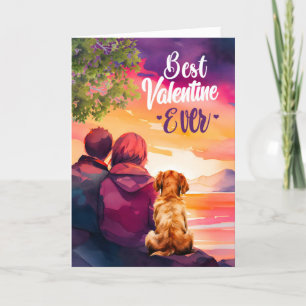 Cartes Pour Fêtes Annuelles Meilleur Valentine Ever Jeune couple et chien
