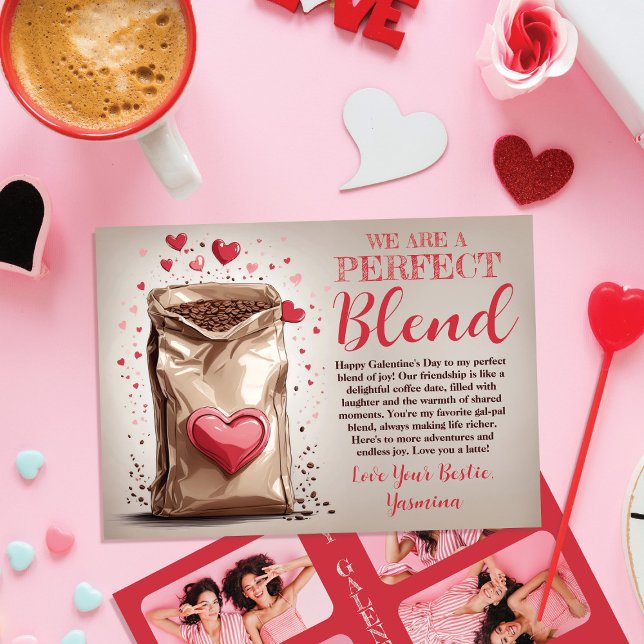 Cartes Pour Fêtes Annuelles Meilleure Amie Mélange Parfait 4 Photos Galentine' (Créateur téléchargé)