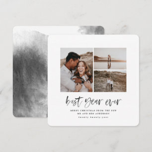 Cartes Pour Fêtes Annuelles Meilleure année aquarelle photo collage Noël