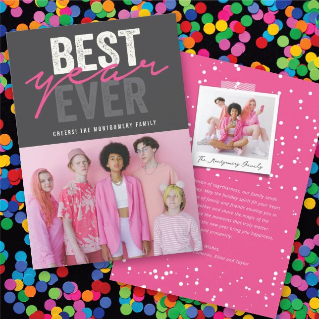 Cartes Pour Fêtes Annuelles Meilleure année écriture manuscrite Script Photo m (Best Year Ever Handwriting Script Modern Photo Holiday Card @ fat_fa_tin)