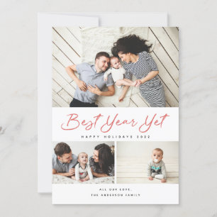 Cartes Pour Fêtes Annuelles Meilleure année mais moderne rouge Script 3 Collag
