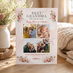 Cartes Pour Fêtes Annuelles Meilleure grand-mère Collage photo Floral