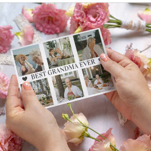 Cartes Pour Fêtes Annuelles Meilleure Grand-mère du Monde Collage de Photos – 