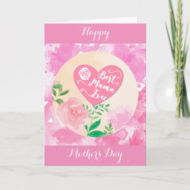 Cartes Pour Fêtes Annuelles Meilleure Mama jamais mignonne fête des mères rose (Devant)