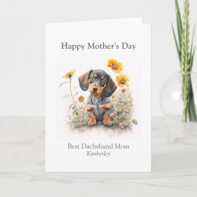 Cartes Pour Fêtes Annuelles Meilleure maman chien animal de compagnie Dachshun (Devant)