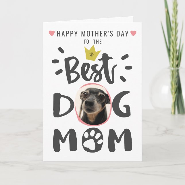 Cartes Pour Fêtes Annuelles Meilleure Maman Chien Photo de Chien Typographie M (Devant)