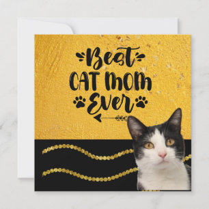 Cartes Pour Fêtes Annuelles Meilleure maman de chat avec chat noir et blanc sm