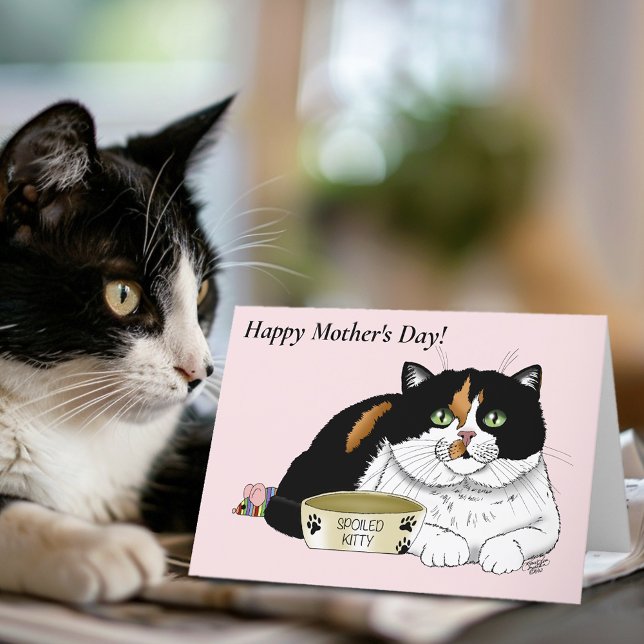 Cartes Pour Fêtes Annuelles Meilleure Maman de Chat Calico Gâtée Fête des Mère (Créateur téléchargé)