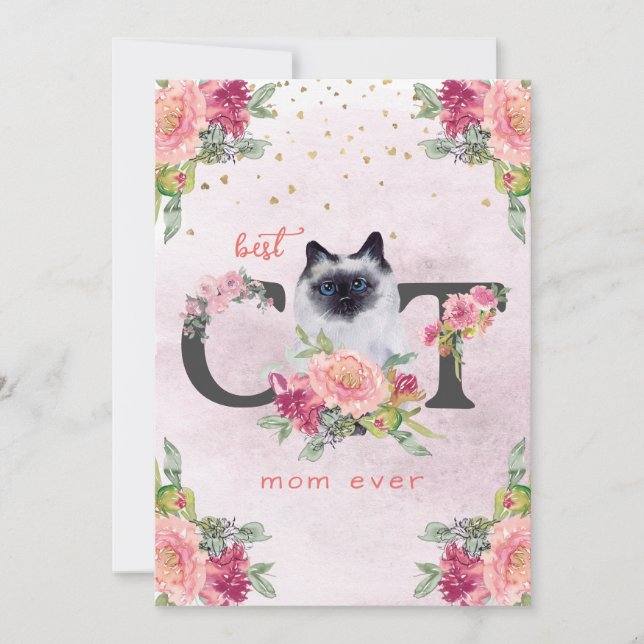 Cartes Pour Fêtes Annuelles Meilleure Maman de Chat Siamais pour la Fête des M (Devant)