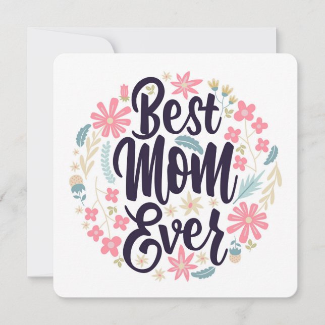 Cartes Pour Fêtes Annuelles Meilleure Maman Florale (Devant)