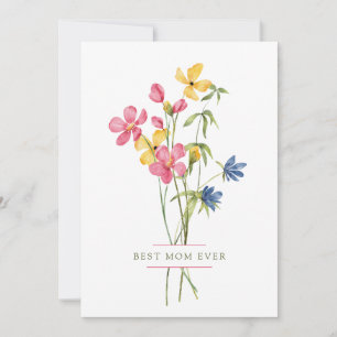 Cartes Pour Fêtes Annuelles Meilleure maman jamais Fleur sauvage Bouquet Fête