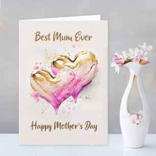 Cartes Pour Fêtes Annuelles Meilleure maman Jamais Rose Gold Hearts Fête des m
