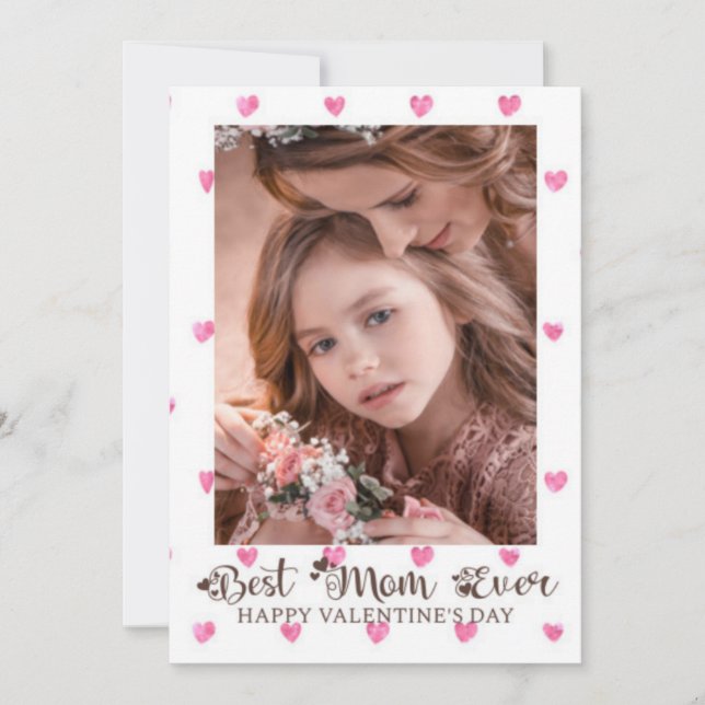 Cartes Pour Fêtes Annuelles Meilleure Maman Jamais Valentine's Day Hearts Phot (Devant)