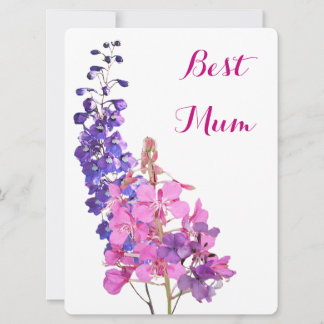 Cartes Pour Fêtes Annuelles Meilleure maman jolie rose violet simple amour flo